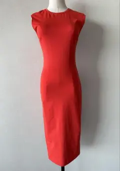 ZARA ザラ ブライトオレンジ ノースリーブワンピース 膝下丈 Sサイズ