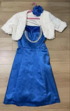 パーティードレス ブルー パール装飾 ボレロ付きのサムネイル