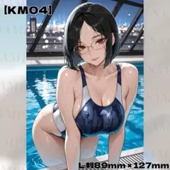 【KM04】眼鏡をかけた競泳水着の女性｜AIイラスト