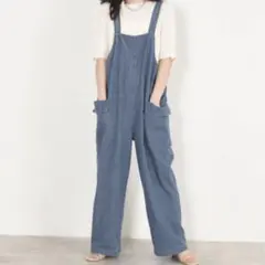 ダブルクローゼット新品タグ付き ドロストデザインカーゴサロペット ブルー 春夏のサムネイル