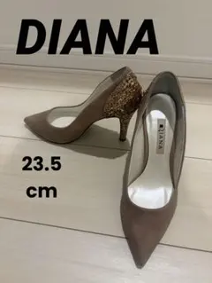 DIANA ベージュ スエード ハイヒール　グリッター　パンプス　23.5cm