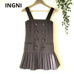 【美品】INGNI レトロ ジャンスカ プリーツ ダークブラウン M ウール混
