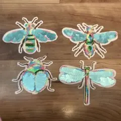 ビーズ刺繍 昆虫ワッペンセット