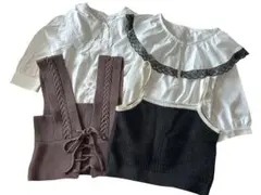 ❤️4点SET❤️フリルブラウス❤️ニットビスチェ❤️2way❤️グレイル❤️イング❤️
