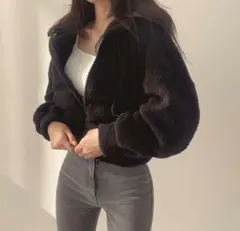 パーカー　ボア　ラムウール　ウール　韓国　ブラック　おしゃれ　プレゼント 長袖