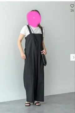 【美品】ユニクロ　リネンブレンドサロペット　L　ブラック