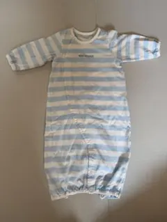 ミキハウス 水色ストライプロンパース