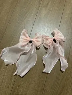 ピンクリボン髪飾り2個セット