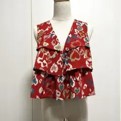 美*奈様 詩仙堂　日本製　ちりめん織り　手染め　和装　フリル　ベスト