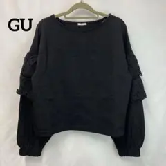 GU ジーユー レディース レース付き カットソー 黒 サイズL