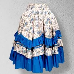 青薔薇花柄ティアードフリルスカート森ガールロリータ姫ロリアンティーククラシカル系のサムネイル