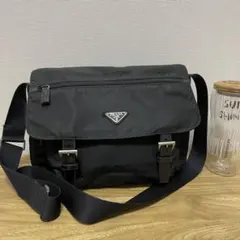 《美品》PRADA（プラダ）ナイロン×レザー ショルダーバッグ ブラック 黒