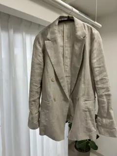 SLOBE IENA リネン ダブルブレストジャケット ベージュ