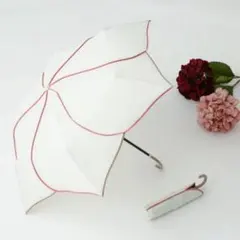 francfranc バイカラーパイピング 50cm ホワイト　晴雨兼用傘のサムネイル