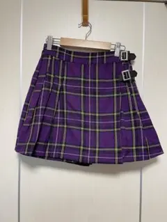 パープルチェック柄 ミニスカート/スカパン