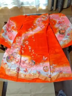 七五三着物セット　女の子（3歳　7歳着物) オレンジ色のセット
