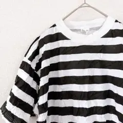 美品✨【F】ストライプ 半袖 Tシャツ ブラック/ホワイト ボーダー