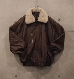 ボア襟ブラウンレザージャケット