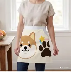 柴犬柄 ショートエプロン カフェエプロン