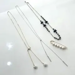 【アクセサリーまとめ売り】 ネックレス、ブローチ　4点セット