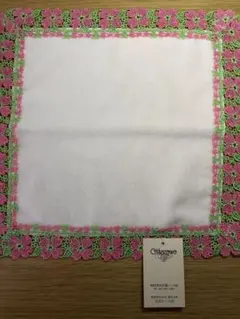 近沢レース店　シーズンタオルハンカチ/ハナミズキ（サーモンピンク）