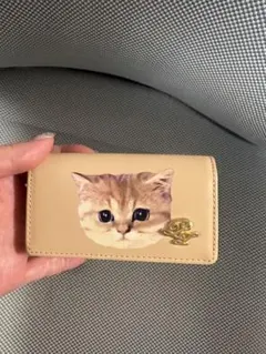 猫の顔 名刺入れ ベージュのサムネイル
