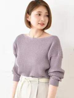 Dou Dou ドゥドゥ リブドルマンプルオーバー ラベンダーパープルのサムネイル