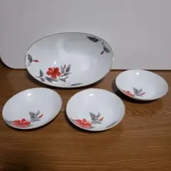 日本陶器会社　オールドノリタケ　花絵入り　サラダボウル　取り皿　セット