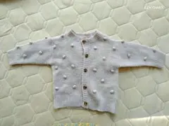 プティマイン　ポンポンカーディガン　S