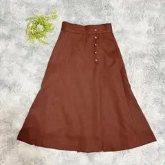 プロポーション XS ひざ丈スカート フレア Aライン ブラウン 通勤 通学