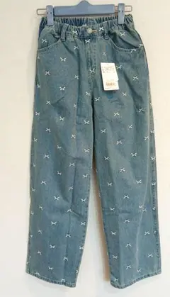 刺繍リボン デニム パンツ 150cm 　ブランシェス