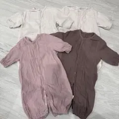 エンジェリーベ　ぷくぷくダブルガーゼツーウェイオールロンパース　4枚セット