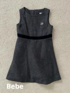 べべ　Bebe ワンピース　ツイード黒　スエード切り替え　ラメ　110cm
