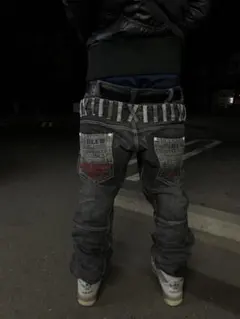 デニム　y2k archive ブラック　グランジ