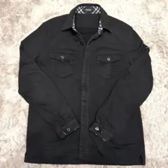 ✨美品 バーバリーブラックレーベル 厚手長袖シャツ ブラック Lサイズ