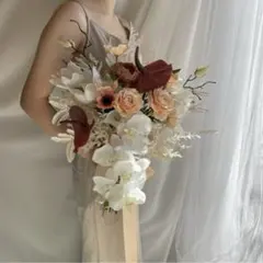 【お値下げ】ウェディングブーケ　ニュアンスブーケ　胡蝶蘭ブーケ　　アンスリウム