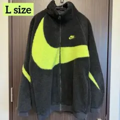 NIKE フリースジャケット ブラック/グリーン ナイロンジャケット ボア