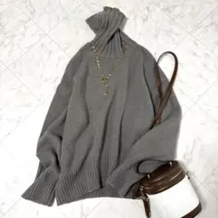 【ギャルリーヴィー】ファインウール　タートルネックニット　ゆったり　グレージュ