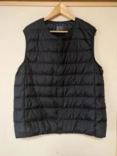 無印良品　軽量ダウンノーカラーベスト　ブラック　XL