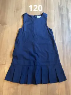 ◾️H&M ◾️ノースリーブ/プリーツワンピース/ネイビー/お受験にも◾️120
