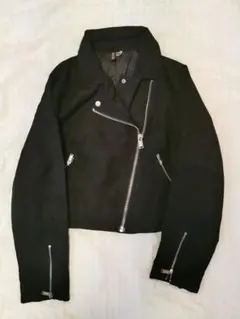 H&M ブラック ダブルライダースジャケット EUR 40 スウェード