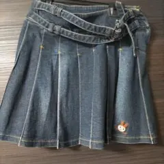 デニムプリーツスカート ウサギ刺繍付き　インナープレスのサムネイル