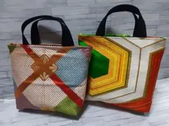ハンドメイド帯リメイクバックトートバッグ2点No.937
