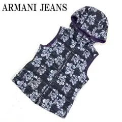 LA4648 アルマーニジーンズ リバーシブル ダウンベスト グレー×パープルS