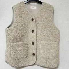 レディース ボアベスト ジレ 韓国 PIGMENT クリーム色