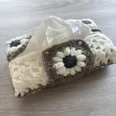 花柄かぎ針編みハンドメイドティッシュケース