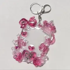 トレカケース レジンデコ ピンク キラキラ ハート リボン y2k