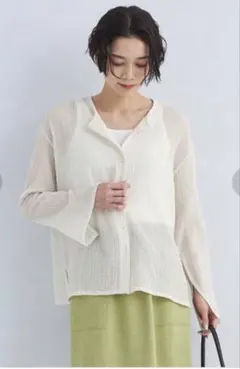 greenlabelrelaxingシアーポコポコクルーネックカーディガンのサムネイル