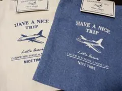 セリア　コットン巾着袋　飛行機柄　2種セット