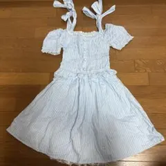 リズリサ　LIZLISA ボーダーマリンオフショルリボンミニワンピース